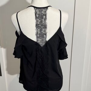 Elegant Black Lace Back Women's Top